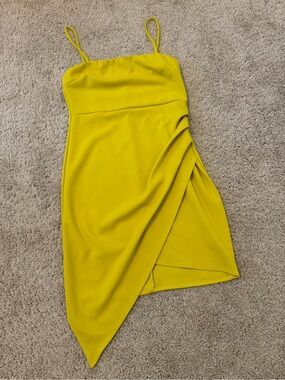 Blue Blush Yellow Asymmetrical Dress, Medium!